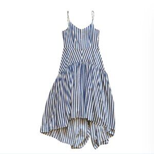 Stellah Stripe Midi Fit & Flare Dress Womens Small Blue White Stripe Sleeveless